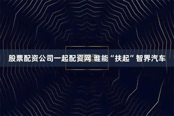 股票配资公司一起配资网 谁能“扶起”智界汽车